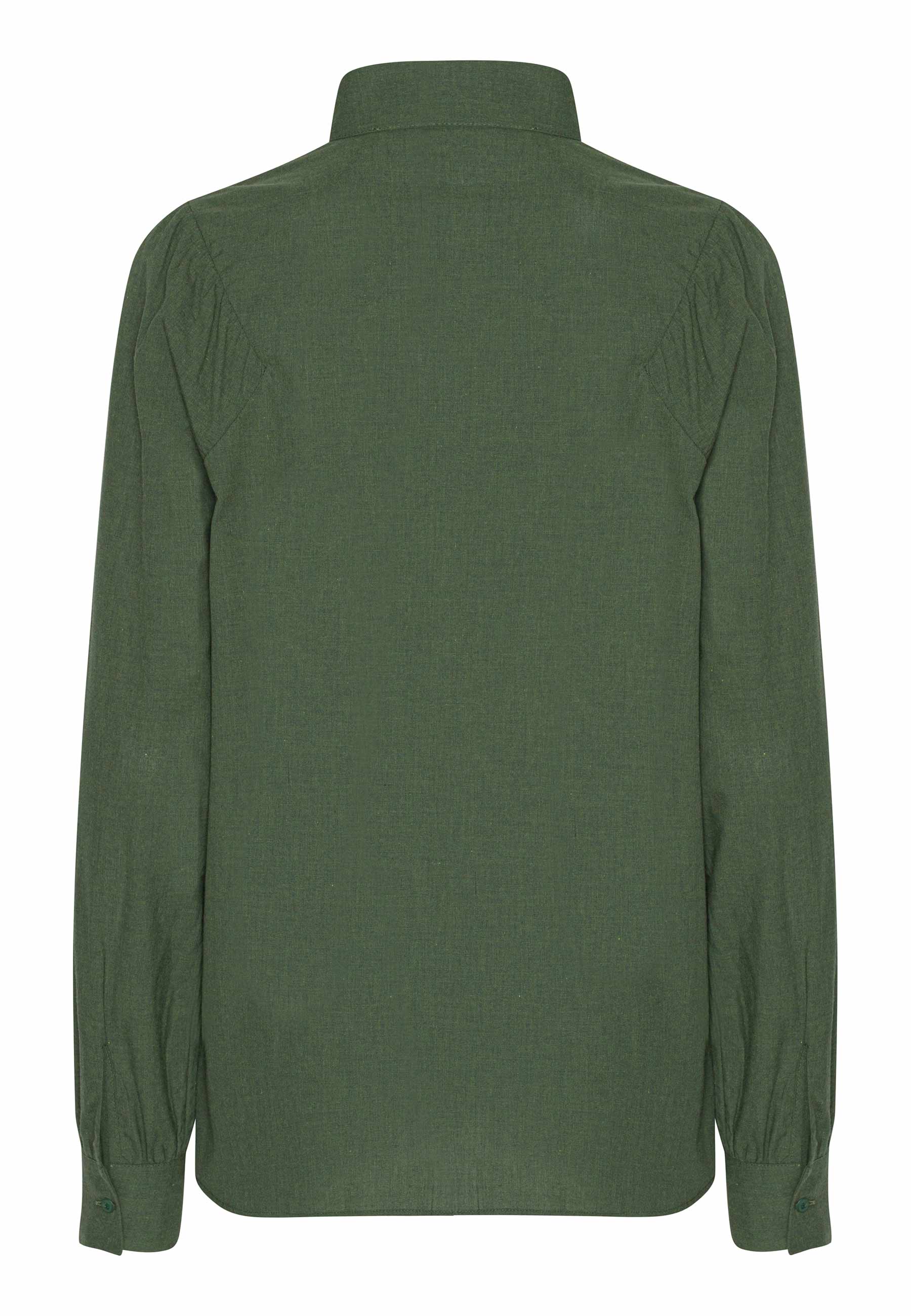 GROBUND Sonja skjorten - den med høj krave i grøn melange