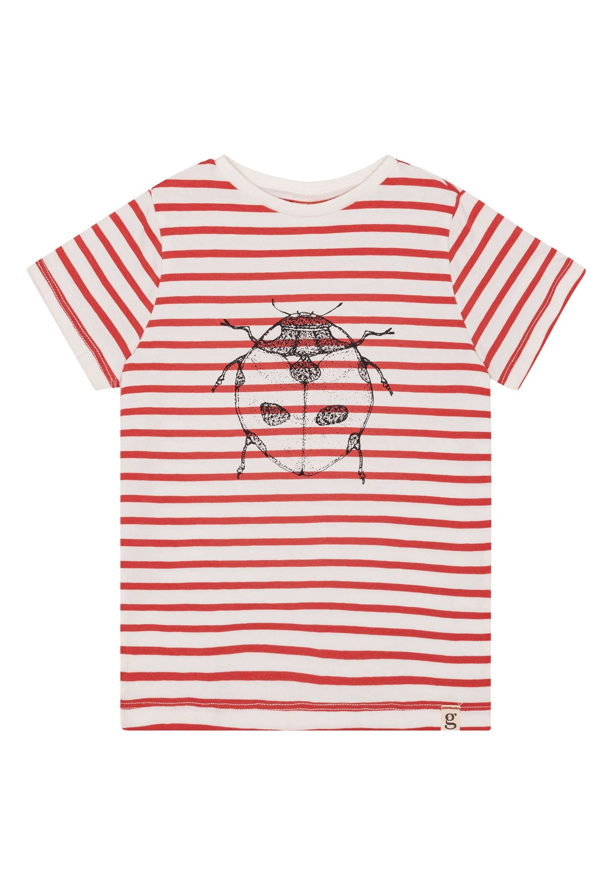 GROBUND Chris t-shirten mini - den med ribsrøde striber og mariehøne
