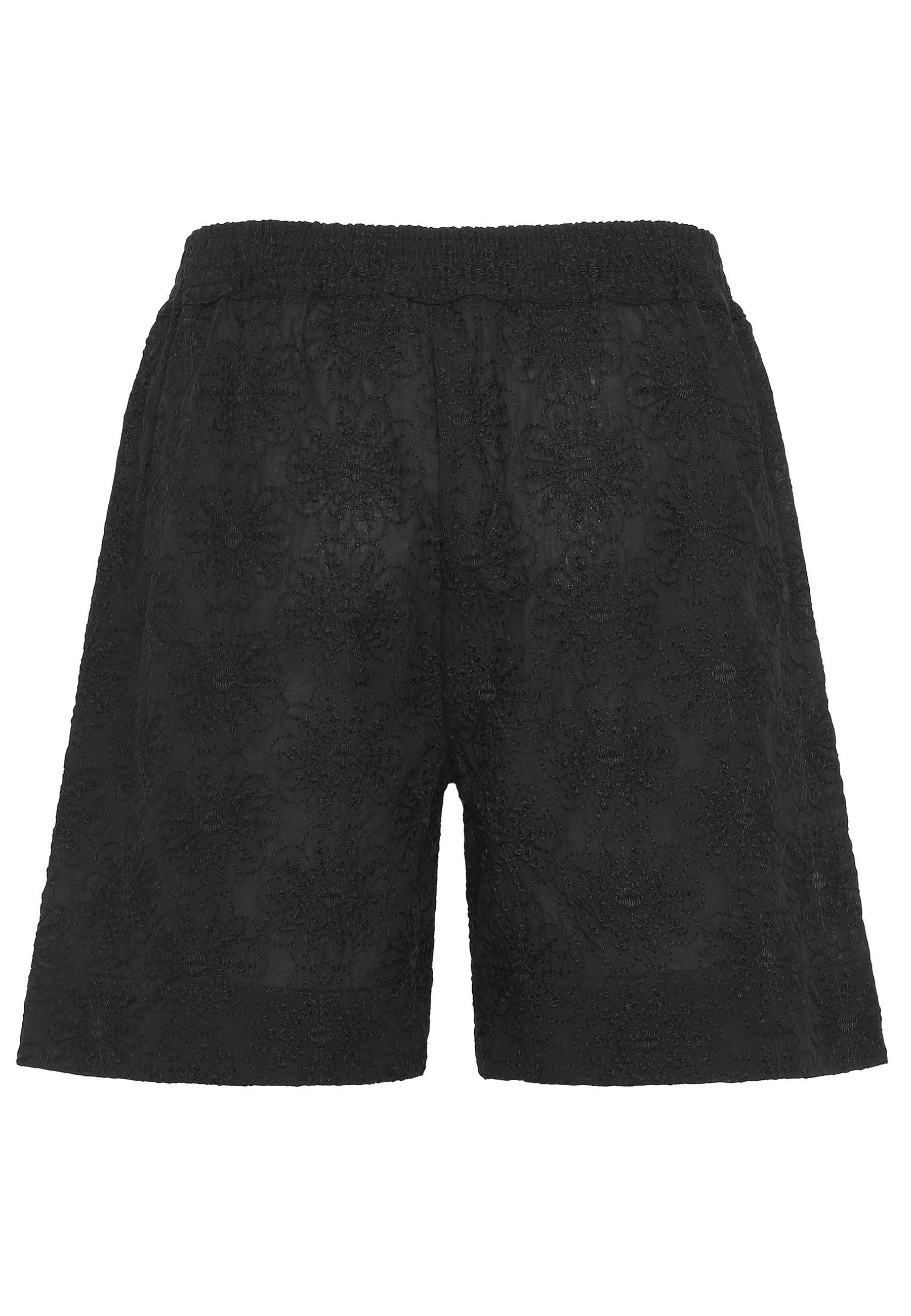 GROBUND Naomi shorts - i sort med blomsterbroderi