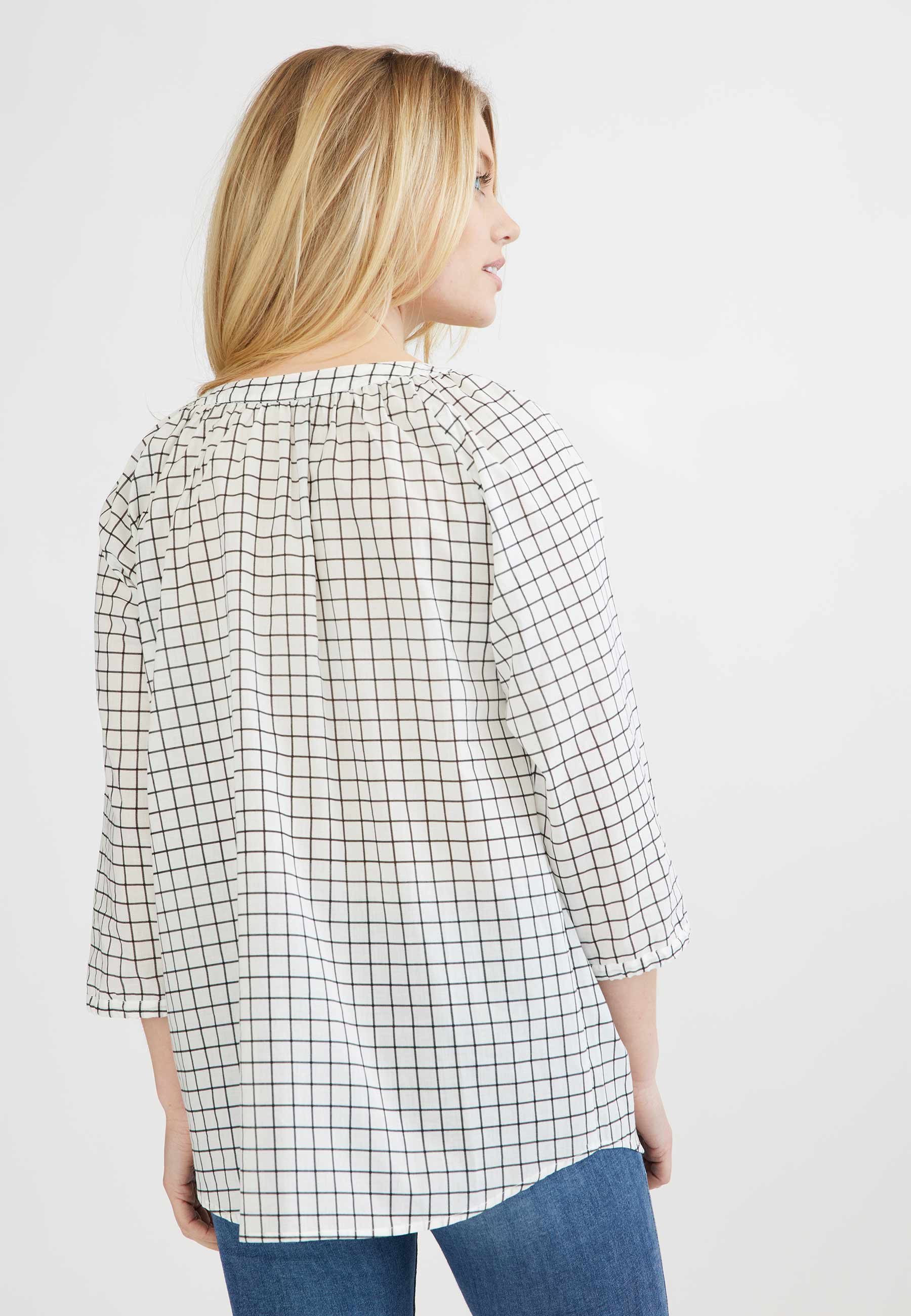 GROBUND Nadine blusen - den vendbare med knapper og tern