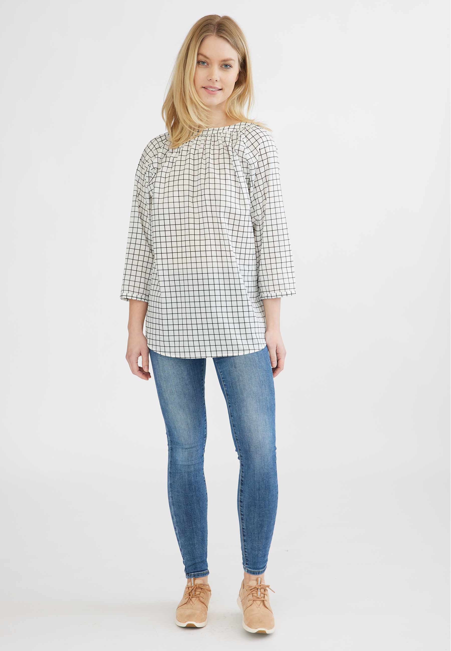 GROBUND Nadine blusen - den vendbare med knapper og tern