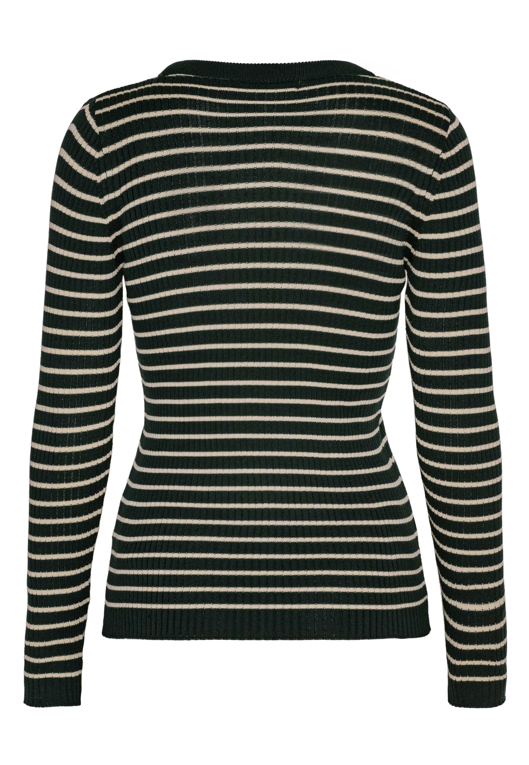 GROBUND Hanna rib strik - den i mørkegrøn med striber