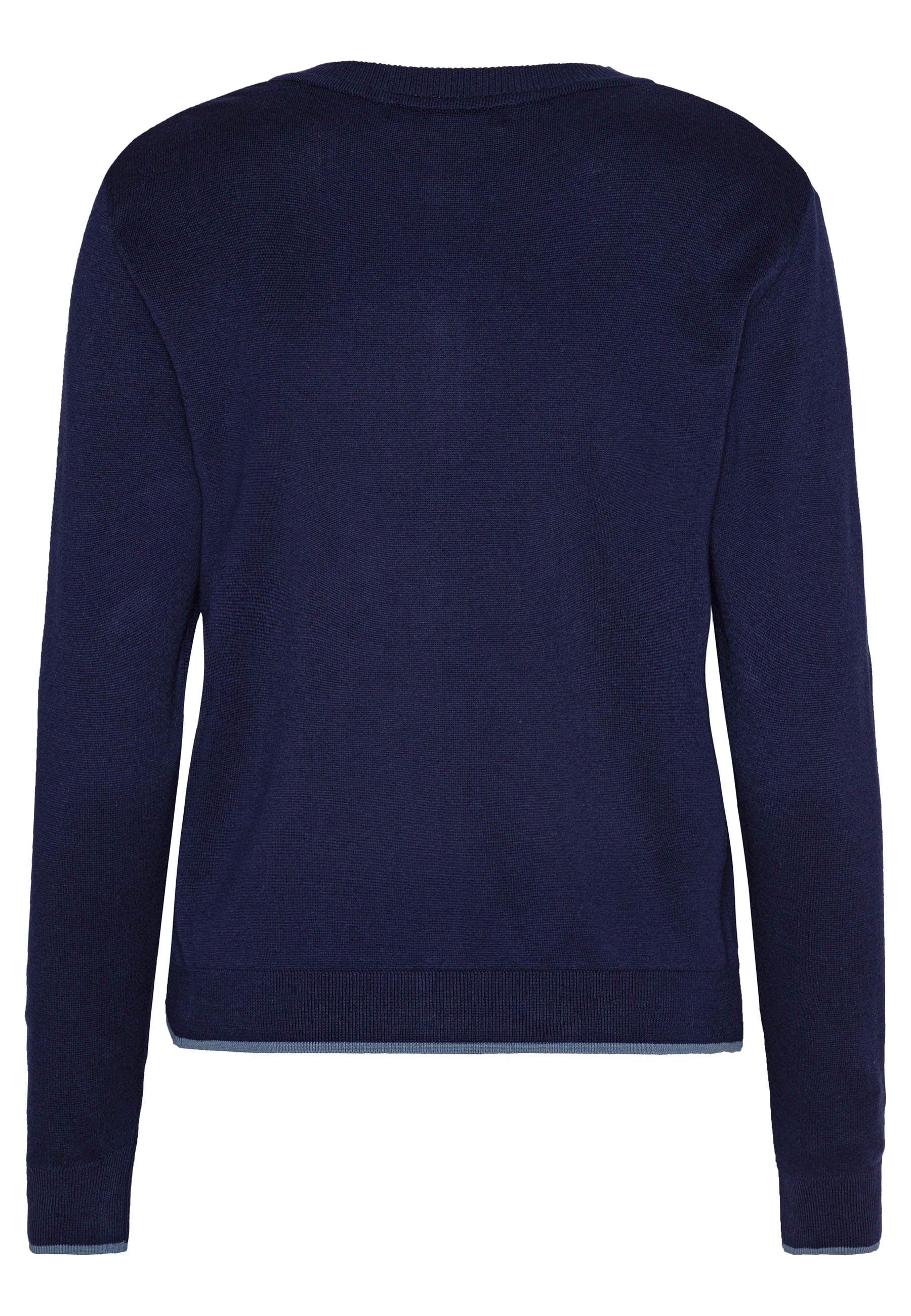 GROBUND Rine strik cardigan - den i mørkeblå med kontrast kant