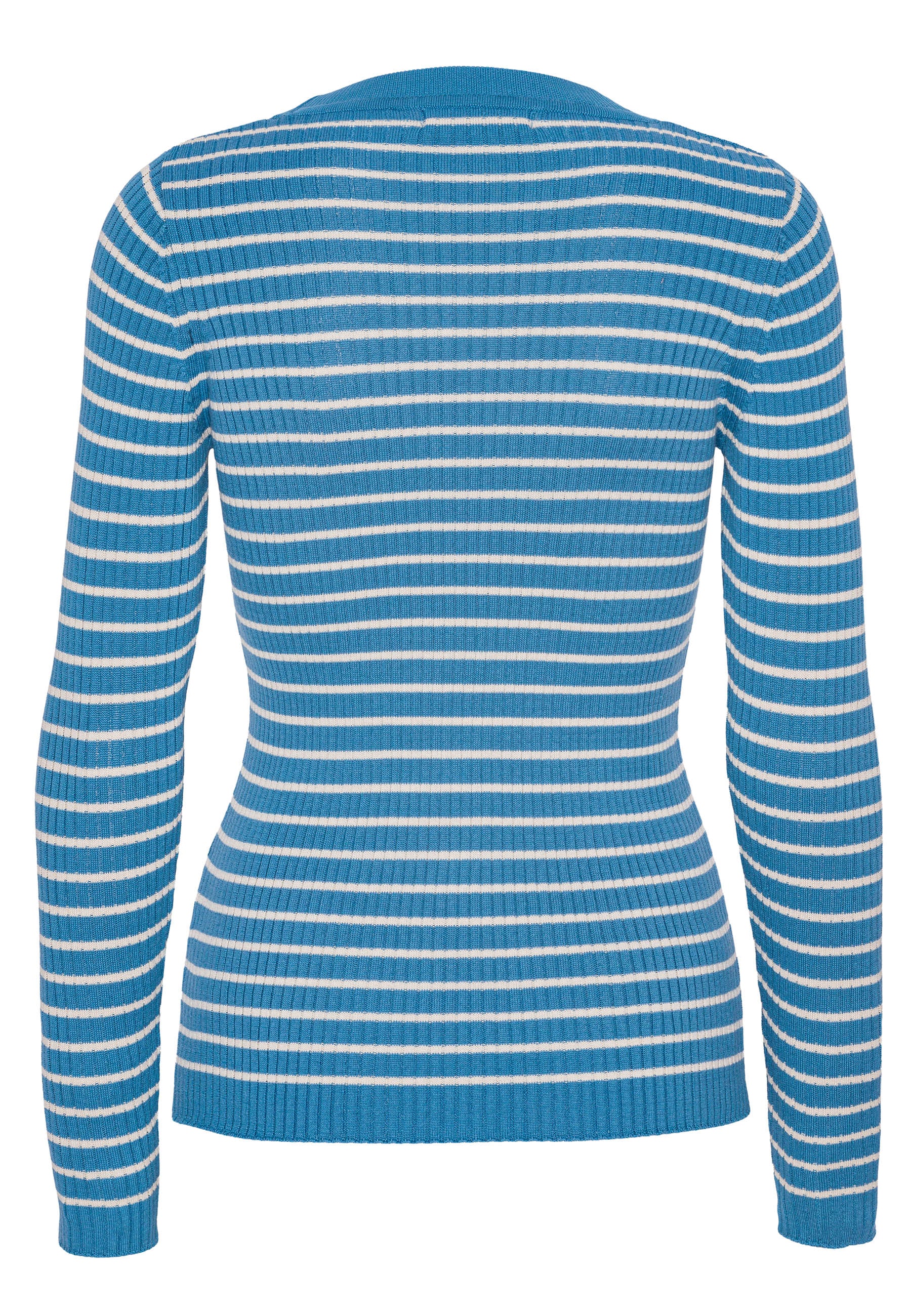 GROBUND Hanna rib strik - den i himmelblå med striber