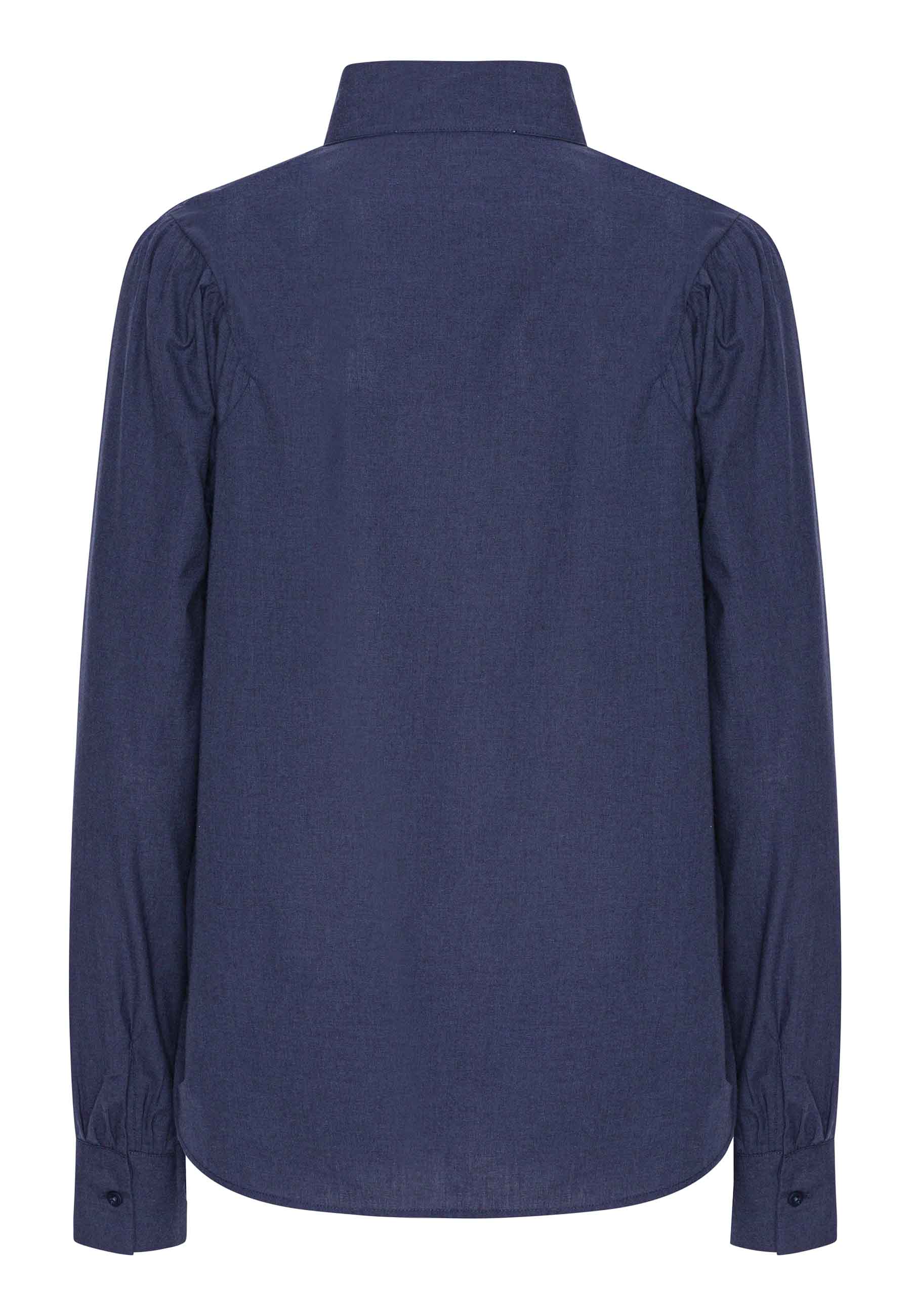 GROBUND Sonja skjorten - den med høj krave i mørkeblå melange