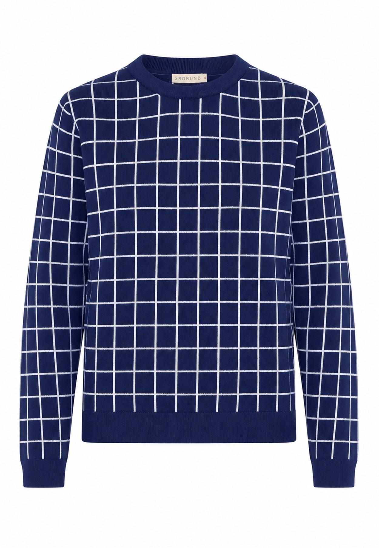 GROBUND Frida strik bluse - den med Grid Navy /White