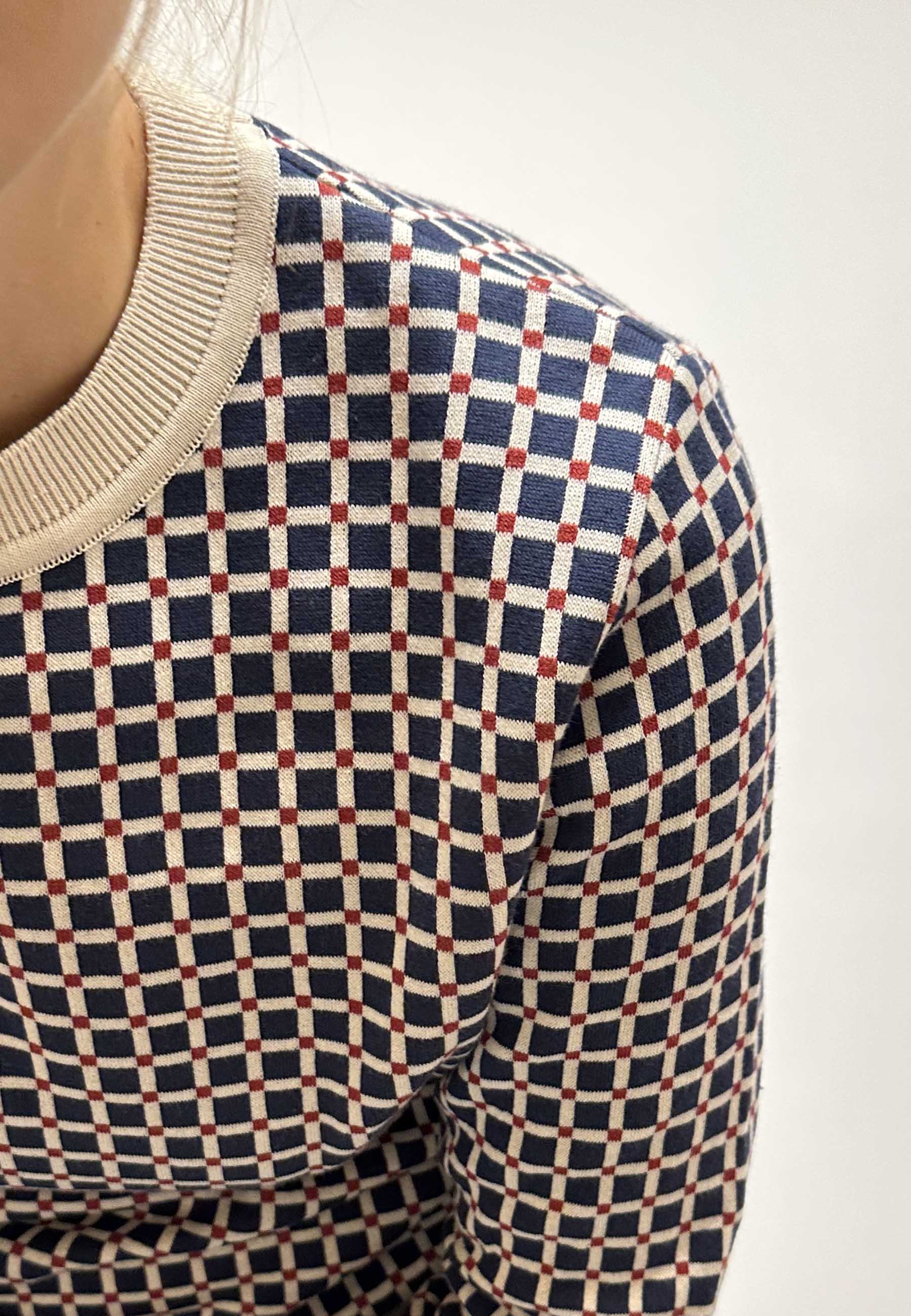 GROBUND Frida strik bluse - den med mosaiktern