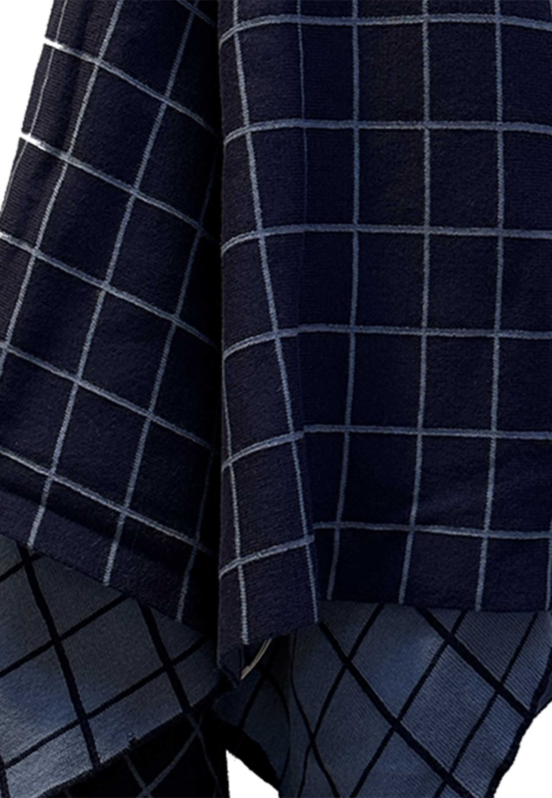 GROBUND Lotte strik tørklæde - med navy blå grid