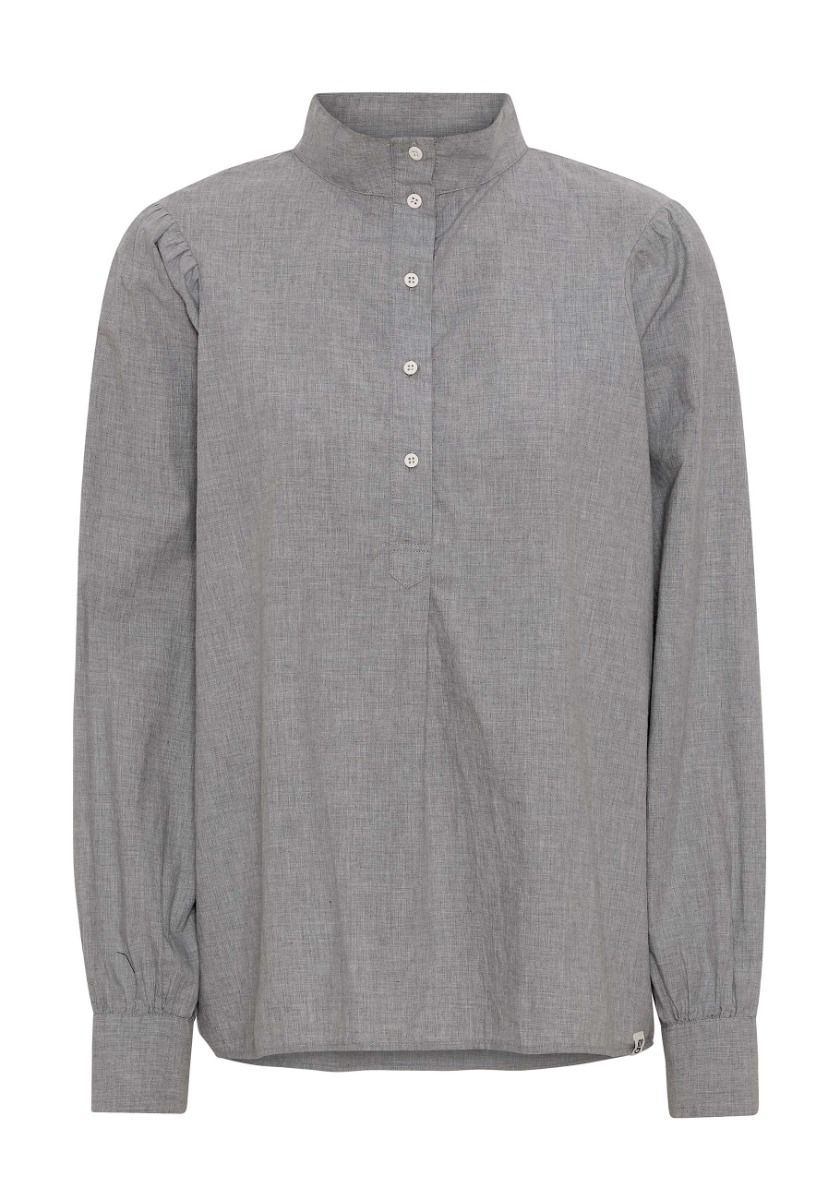 GROBUND Sonja skjorten - den med høj krave i grå melange
