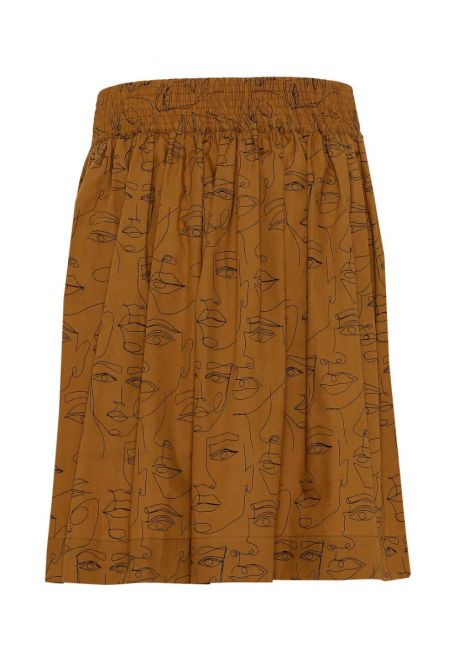 GROBUND Svala nederdelen - den i cognac med print