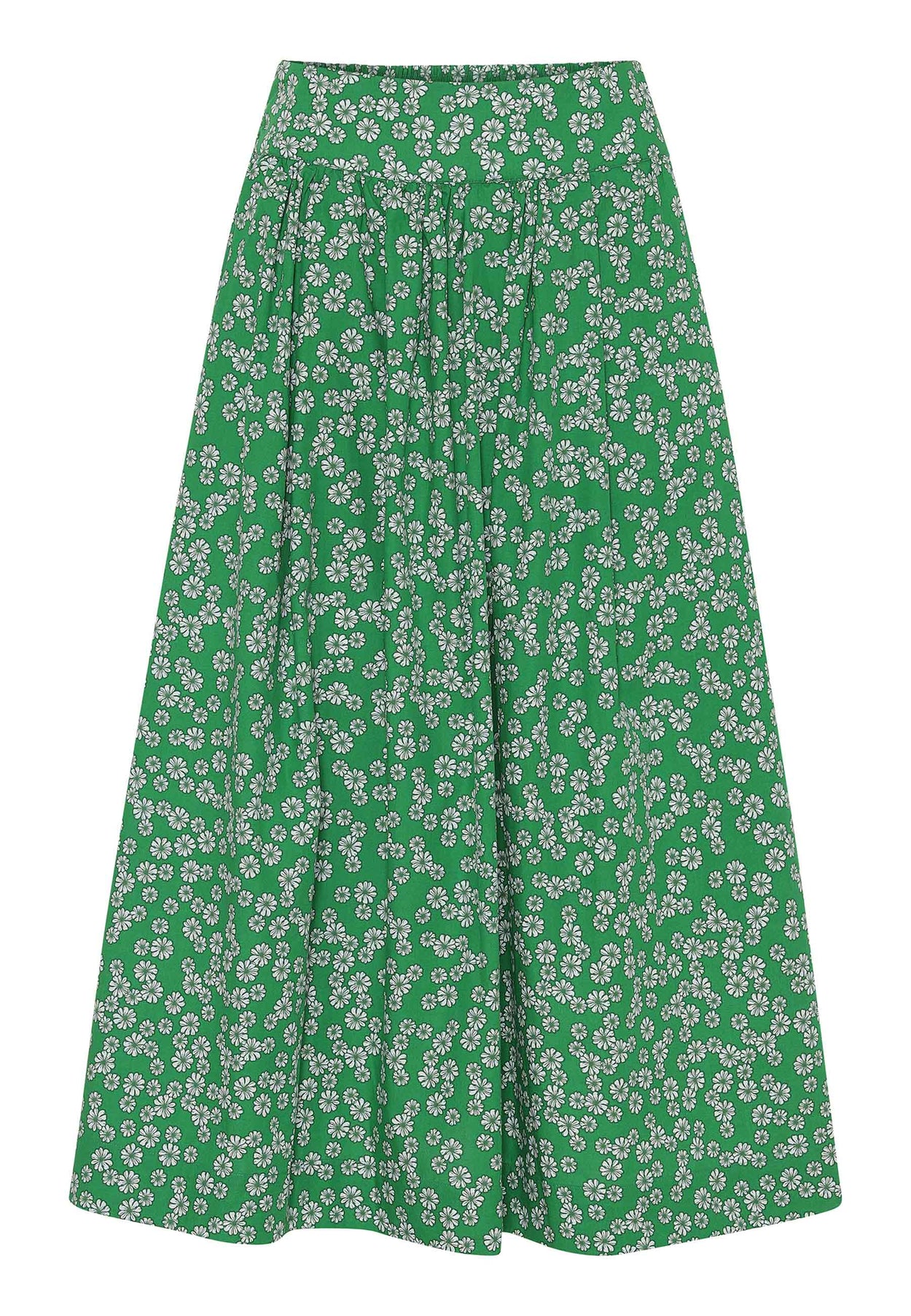 GROBUND Mette nederdelen - den lange i grøn med blomster