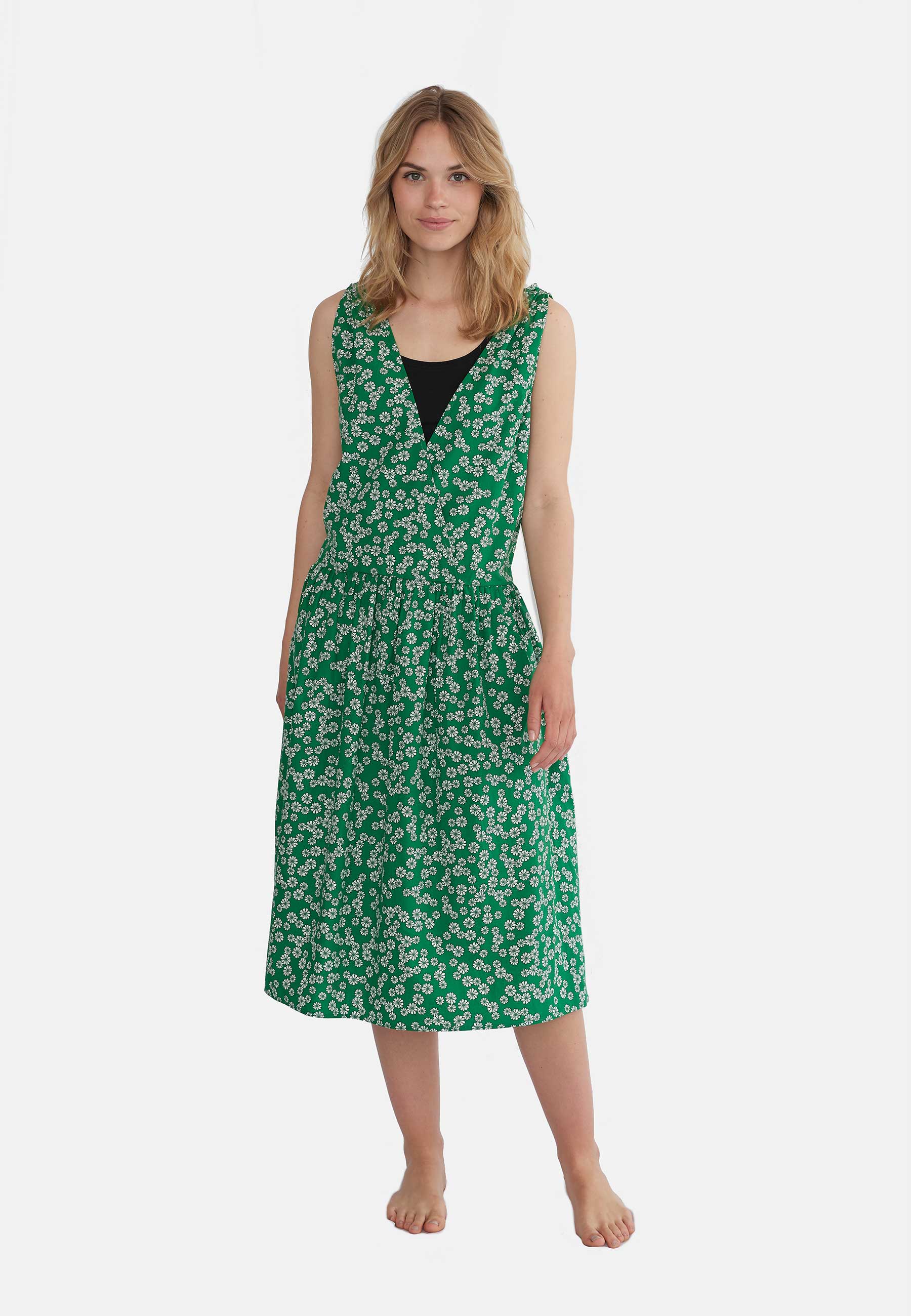GROBUND Vilma kjolen - den vendbare i grøn med blomster