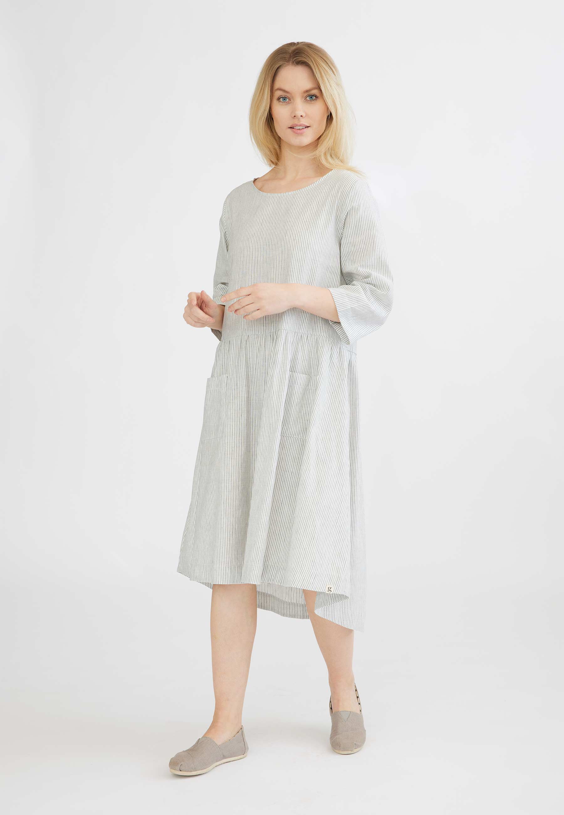 GROBUND Nuka kjolen - den med striber i hør og bomuld