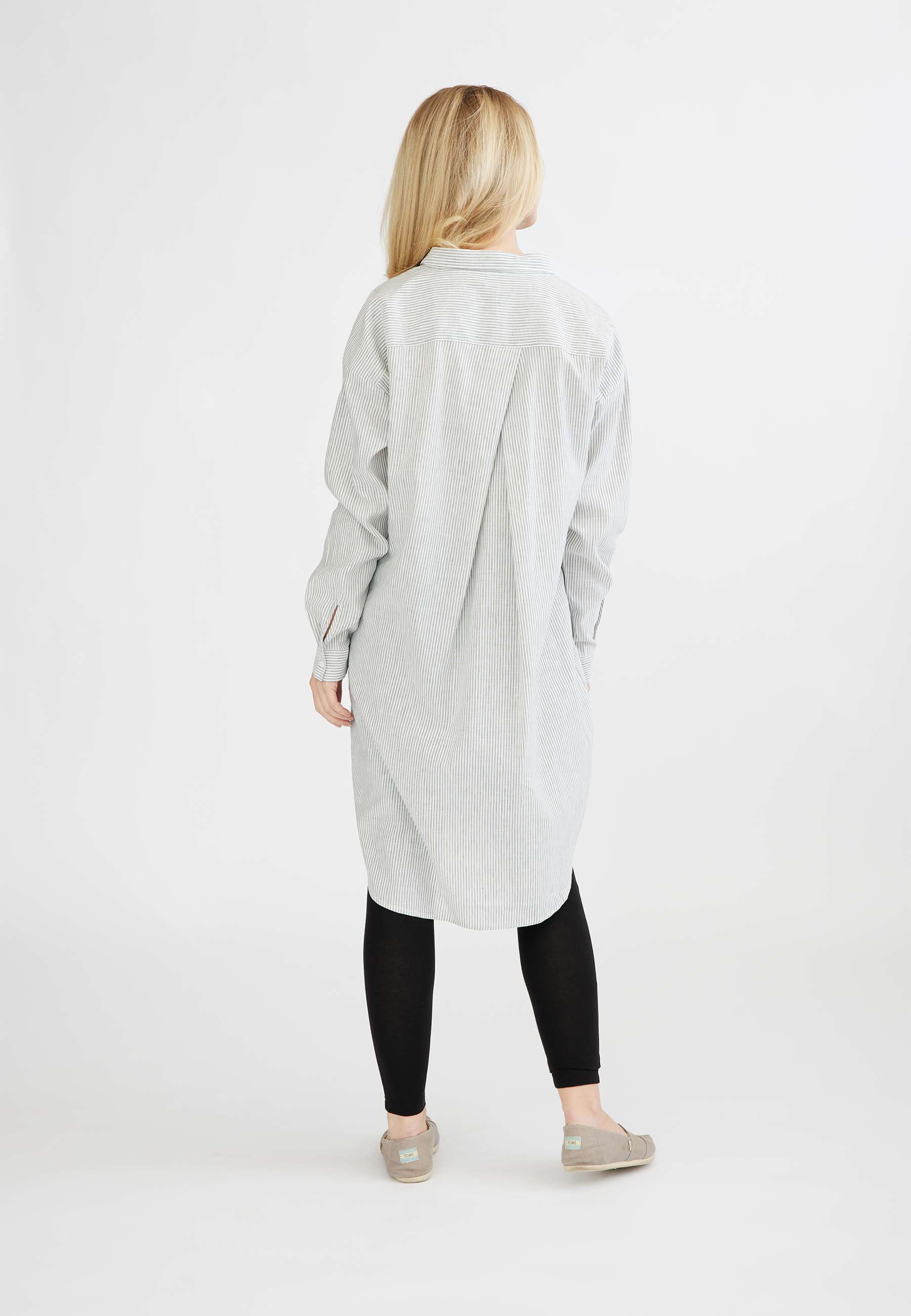 GROBUND Netta skjortekjolen - med striber i hør og bomuld