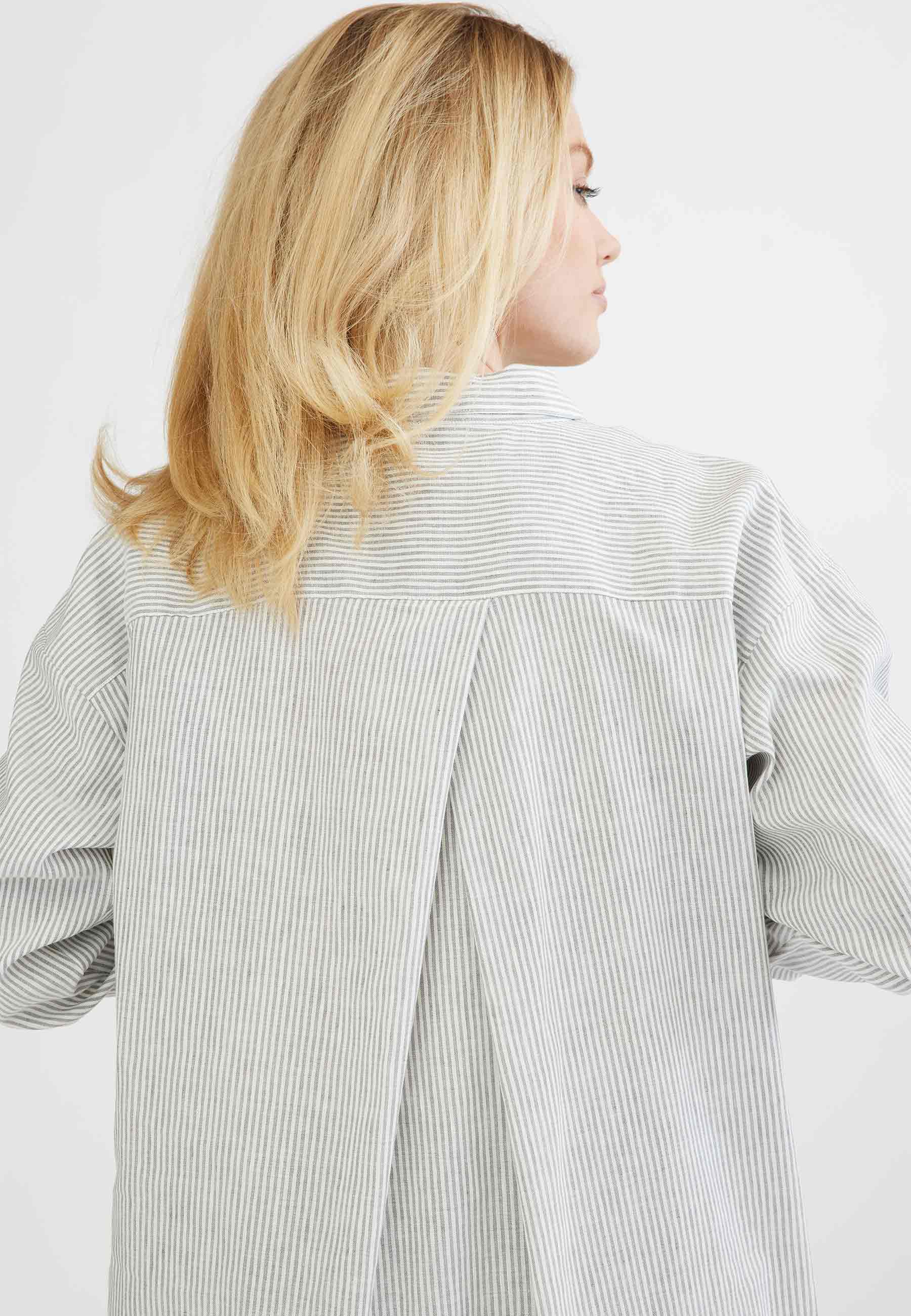 GROBUND Netta skjortekjolen - med striber i hør og bomuld