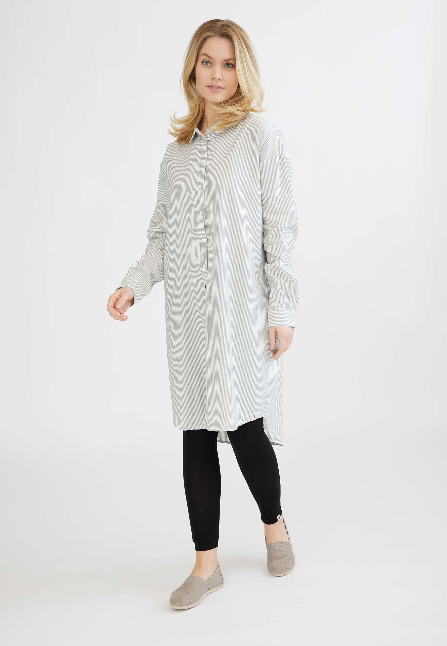 GROBUND Netta skjortekjolen - med striber i hør og bomuld