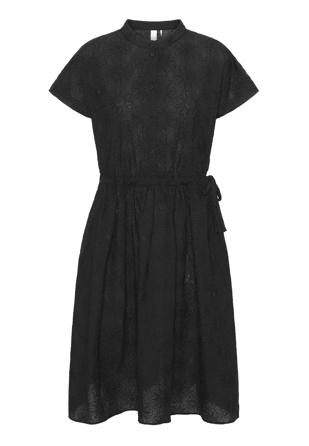 GROBUND Vigga kjolen - den med knapper i sort blomster-broderi