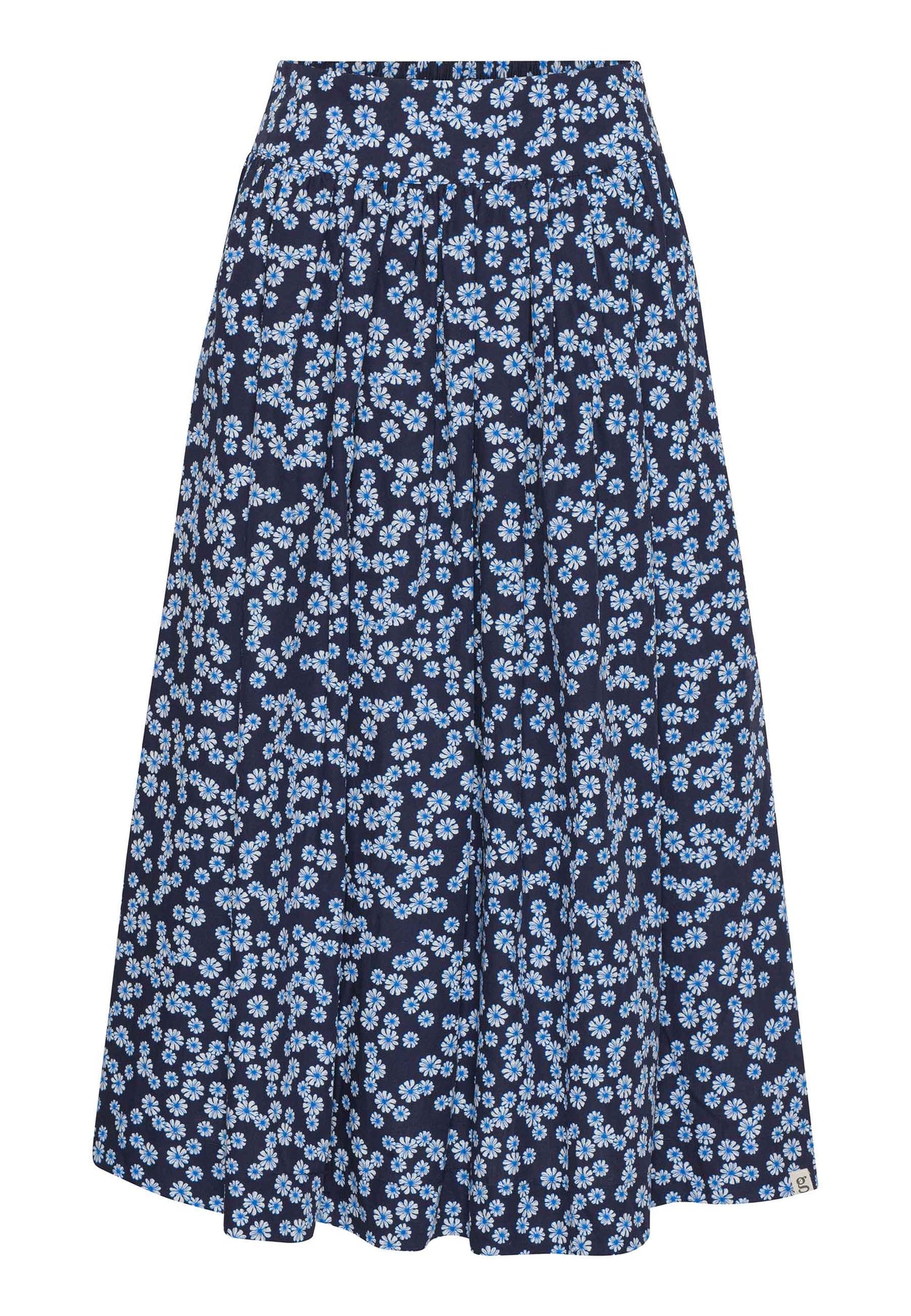 GROBUND Mette nederdel - den lange i blå med blomster